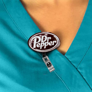Dr Pepper logo Interchangeable Feltie Badge Reel