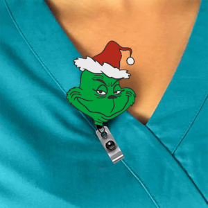 Grinch Santa Interchangeable Badge Reel