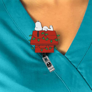 Famous White Dog on Christmas Doghouse Interchangeable Badge Reel