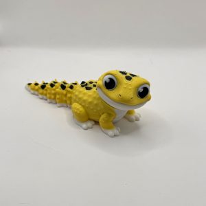 Articulated Leopard Gecko Fidget Toy | 3D Printed Leopard Gecko | Bright Yellow with Black Spots