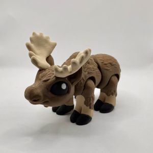 Articulated Moose Fidget Toy | Posable Brown Moose Figurine with Massive Antlers