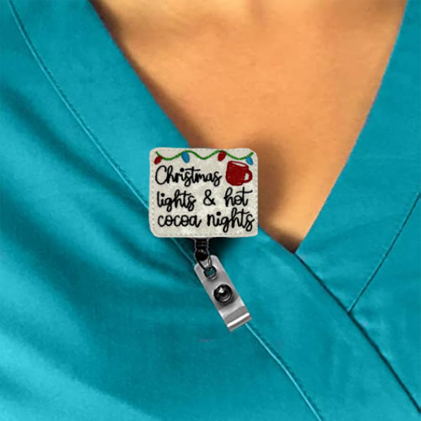 Christmas Lights & Hot Cocoa Nights Feltie Interchangeable Badge Reel