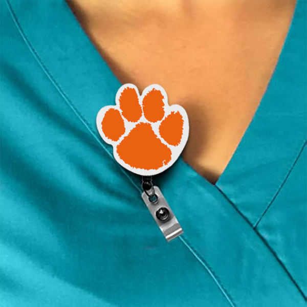 Clemson Tigers Orange Paw Interchangeable Badge Reel
