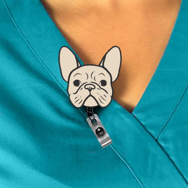 Frenchie Face Interchangeable Badge Reel