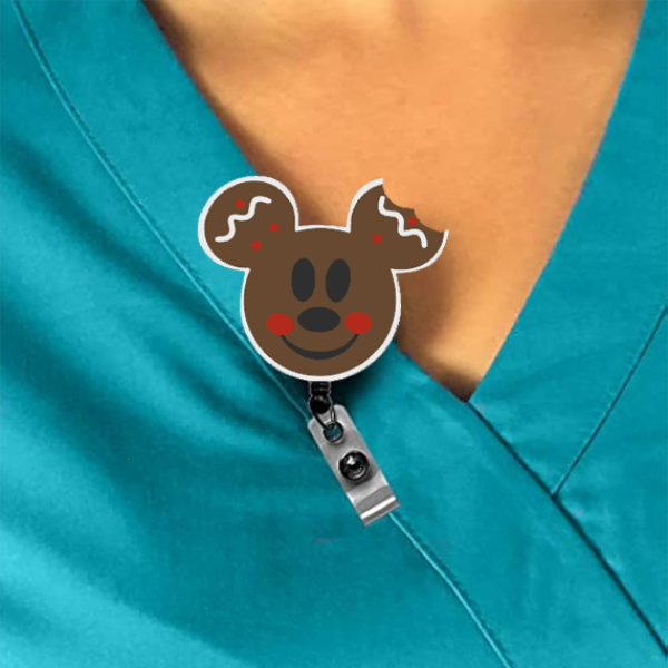 Gingerbread Mouse Head Interchangeable Badge Reel