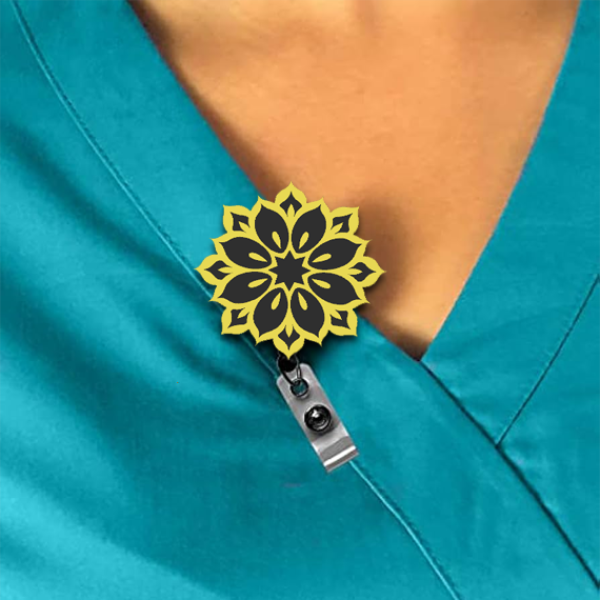 Floral Mandala Style Interchangeable Badge Reel