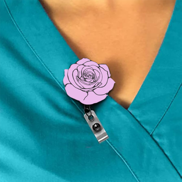 Pink Rose Interchangeable Badge Reel