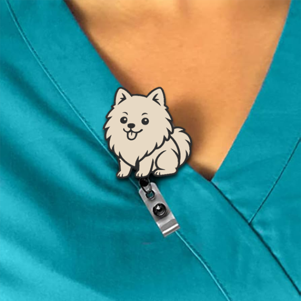 Fluffy Pomeranian Interchangeable Badge Reel