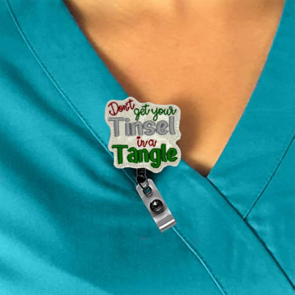 Don’t Get Your Tinsel In A Tangle Interchangeable Feltie Badge Reel